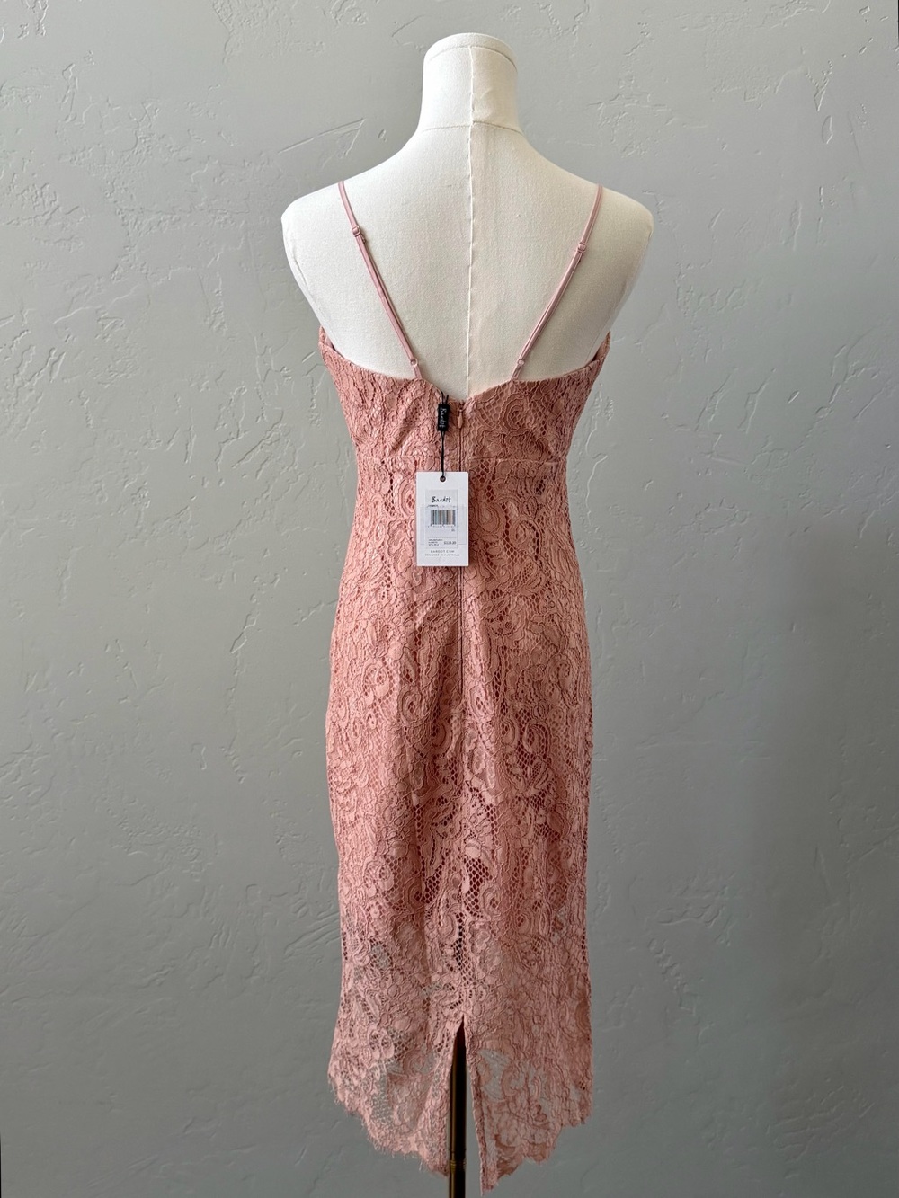 Bardot Gia Lace Midi Dress Blush Pink Wedding Guest Pencil NWT 6 - Picture 4 of 14